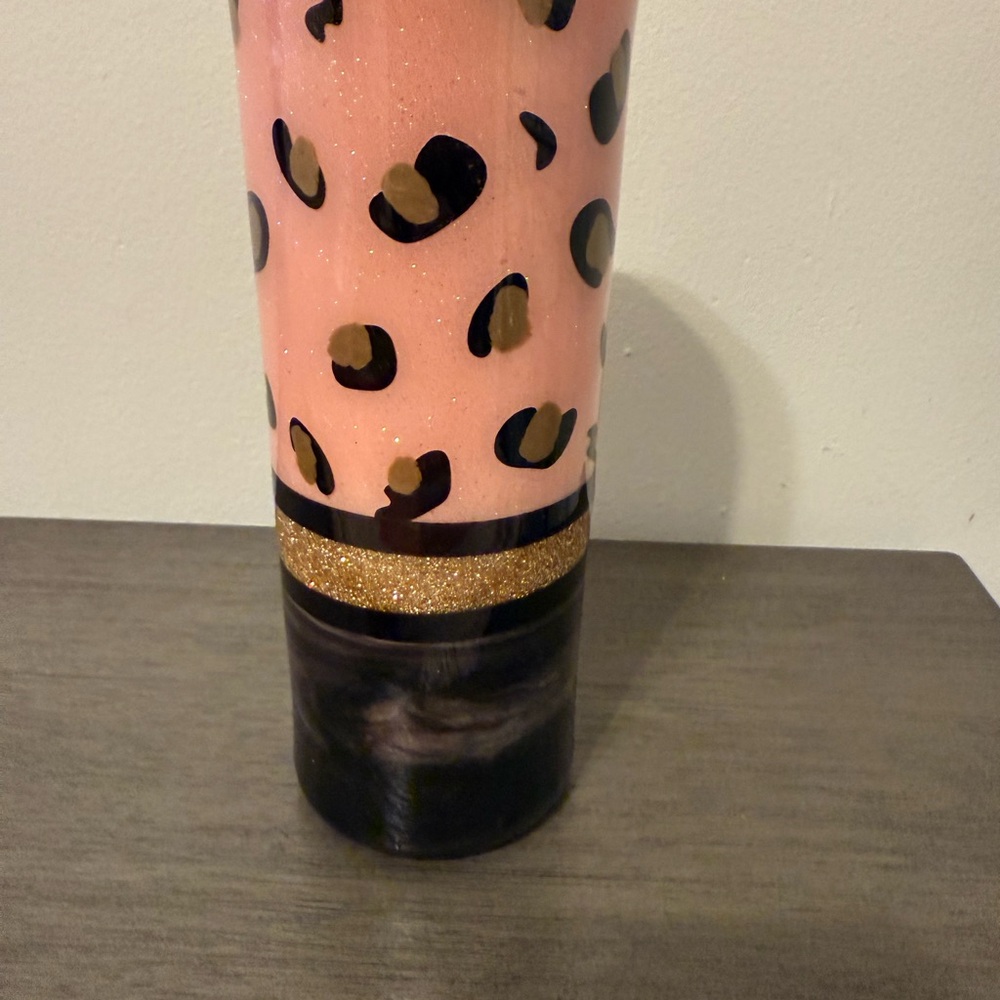 Leopard Print Pink and Black Tumbler